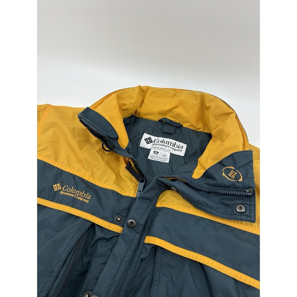 Vintage Columbia Sportswear Men's Large Insulated Jacket Teal Yellow Logan Pass